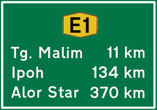 Road sign in Malaysia